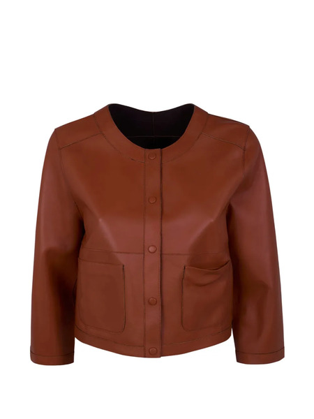  The Jackie Leathers Buttoned Leather Jacket - Brown 