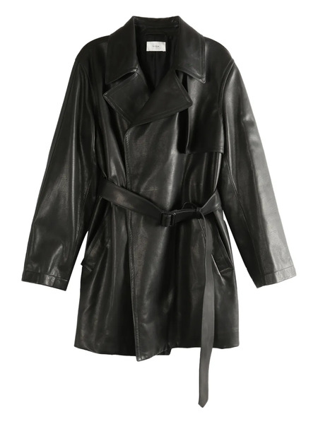  The Row Belted Leather Trench Coat - Black 
