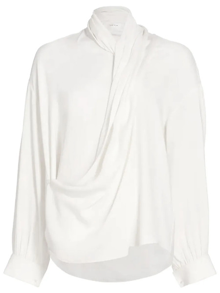  The Row Darnelle Draped Silk Blouse - White 