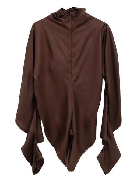  The Row Miles Ruffled Bodysuit - Brown 