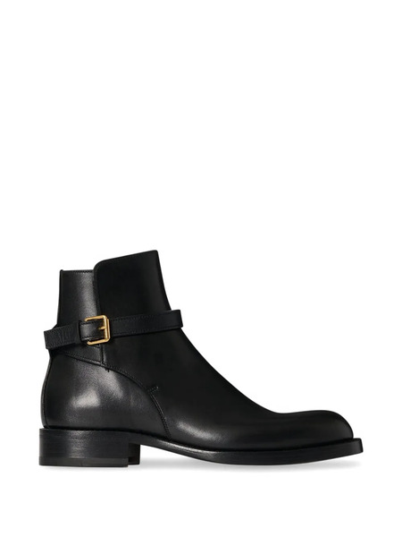  The Row Nobilis Buckle Leather Ankle Boots - Black 