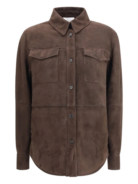  The Row Panelled Suede Shirt Jacket - Brown 