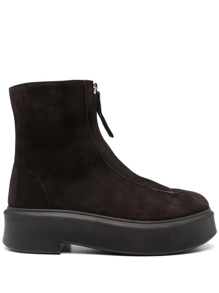  The Row Zipped Suede Boot - Brown 