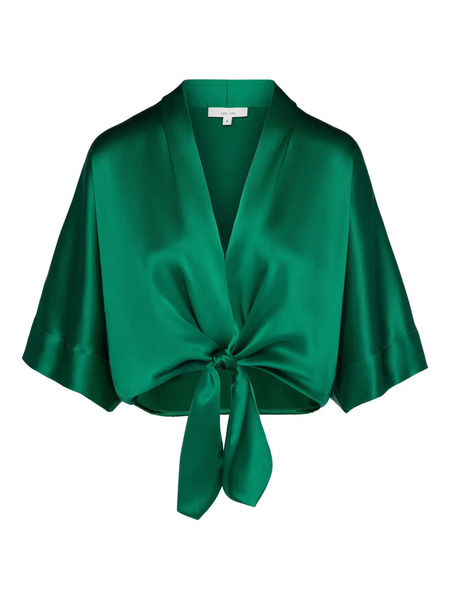  The Sei Tie-front Short-sleeve Blouse - Green 