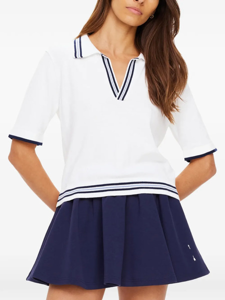  The Upside Archie Collared Stripe Polo Top - White 