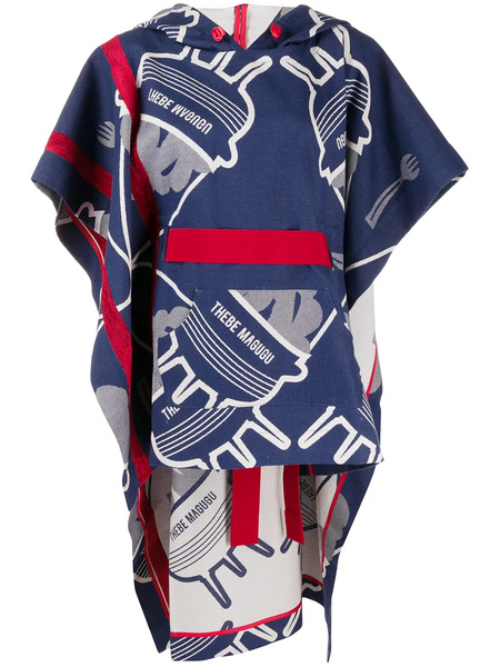  Thebe Magugu Basotho Printed Cape - Blue 