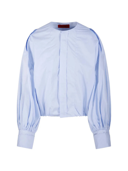  Thelatest Balloon-sleeve Shirt - Blue 