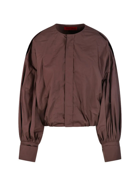  Thelatest Balloon-sleeve Shirt - Brown 