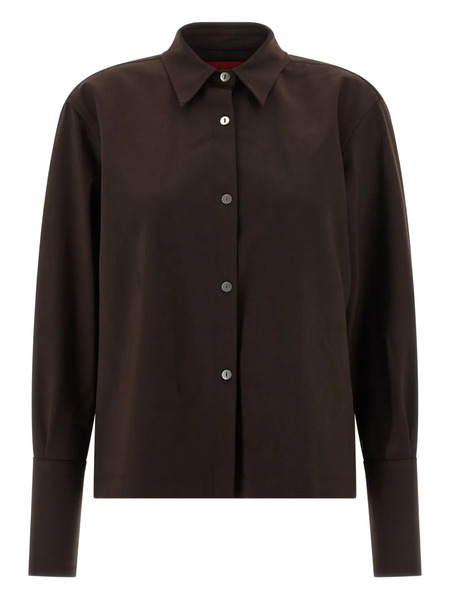  Thelatest Cuffed-button Long Sleeves Shirt - Brown 