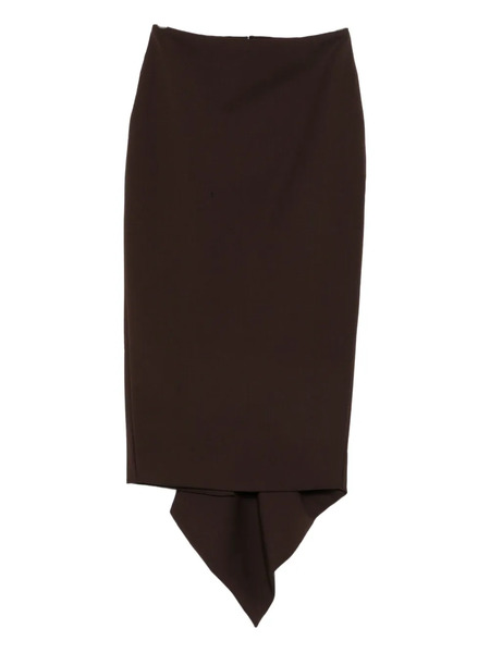  Thelatest Draped Asymmetric Skirt - Brown 