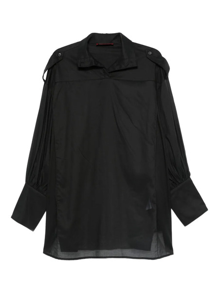  Thelatest Drop-shoulder Blouse - Black 