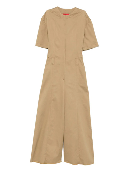  Thelatest Short-sleeve Jumpsuit - Brown 