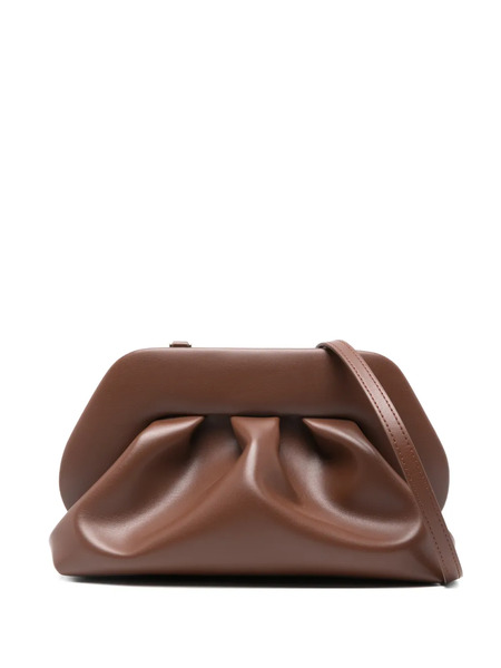  Themoirè Ruched Handle Clutch Bag - Brown 
