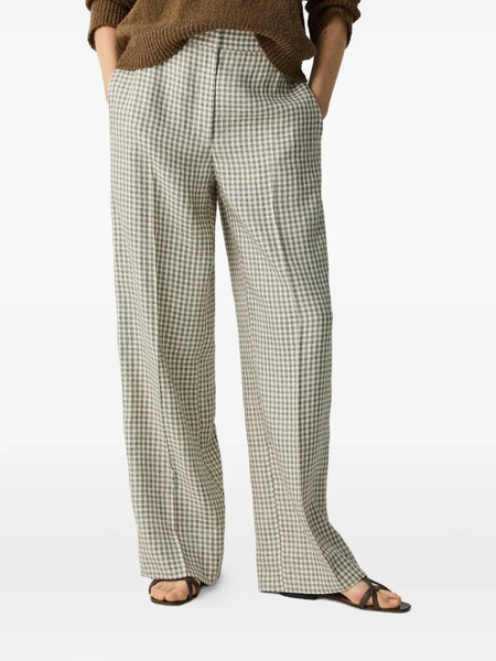  Theory Gingham-check Straight-leg Trousers - Neutrals 
