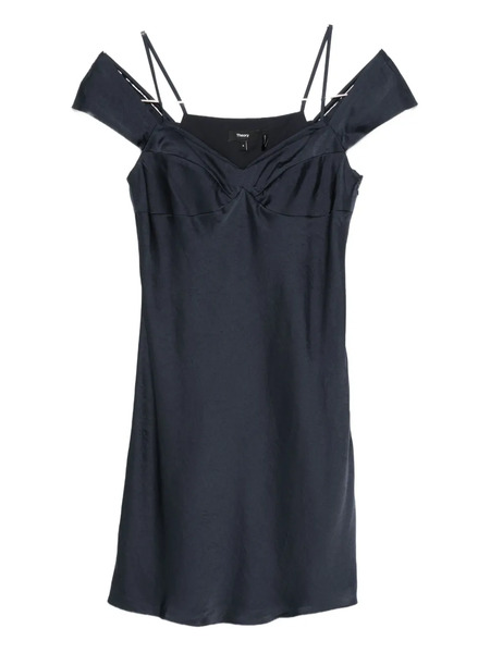  Theory Off-shoulder Draped Mini Dress - Blue 