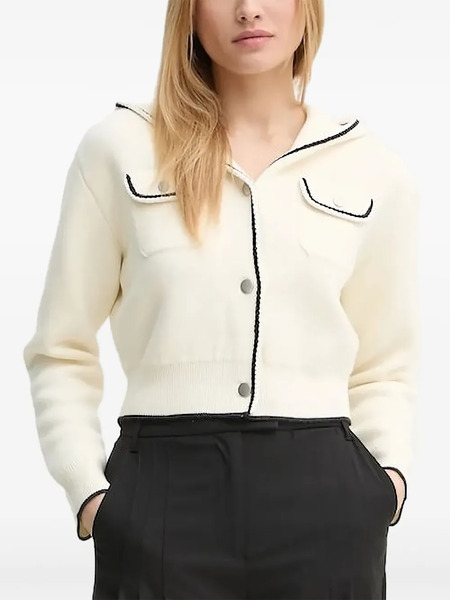  Theory Piped-trim Cardigan - Neutrals 