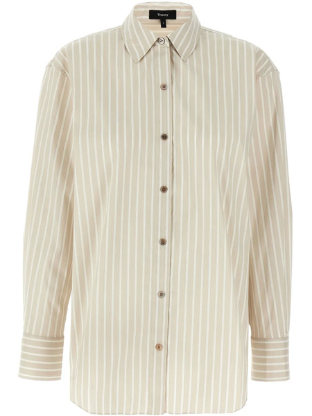  Theory Striped Button-up Shirt - Neutrals 
