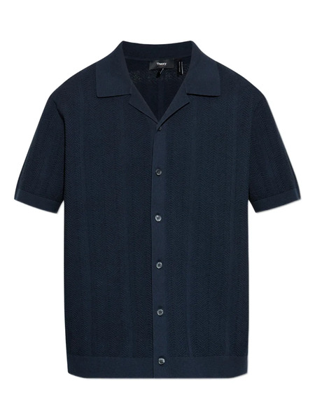  Theory Textured Short-sleeve Cardigan - Blue 