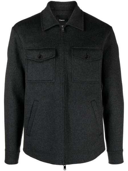  Theory Zipped Wool-blend Shirt Jacket - Grey 
