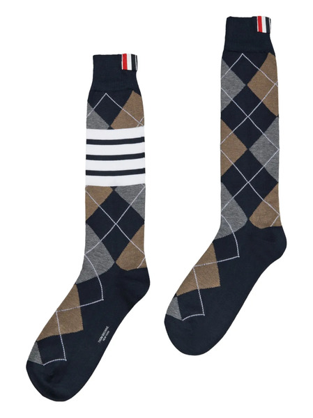 Thom Browne Argyle Intarsia-knit Socks - Blue 