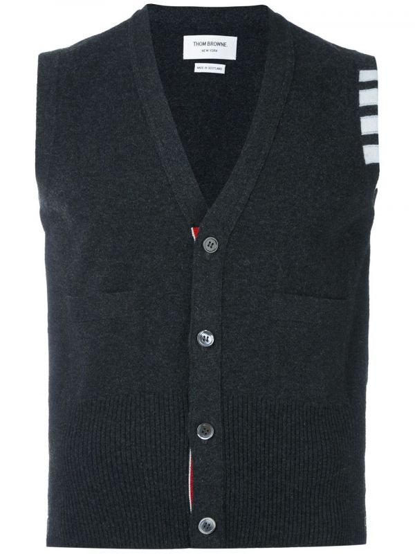  Thom Browne 4-bar Cashmere Cardigan Vest - Grey 