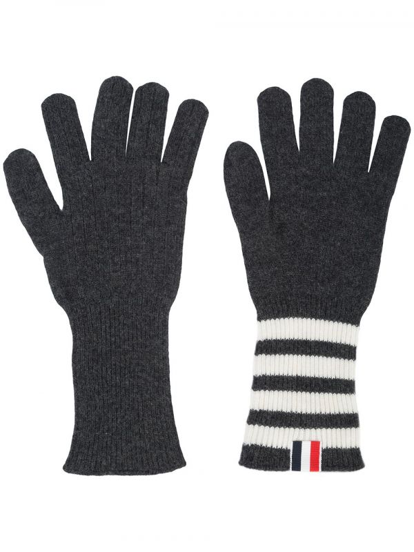  Thom Browne 4-bar Cashmere Gloves - Grey 