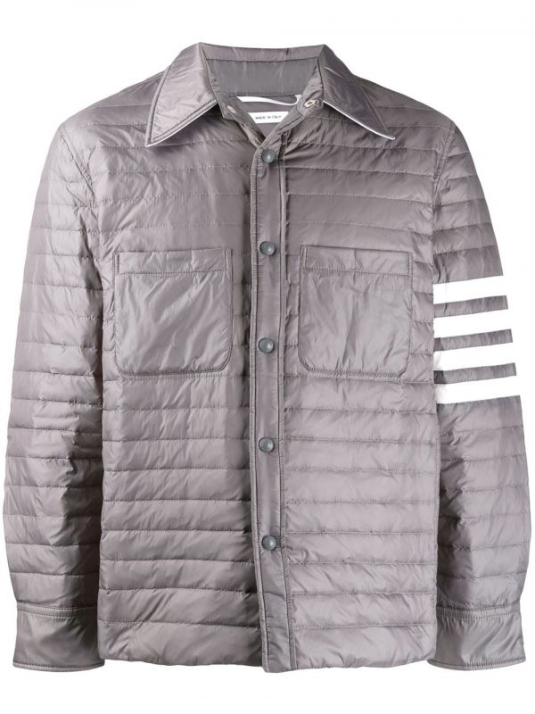  Thom Browne 4-bar Down Fill Shirt Jacket - Grey 