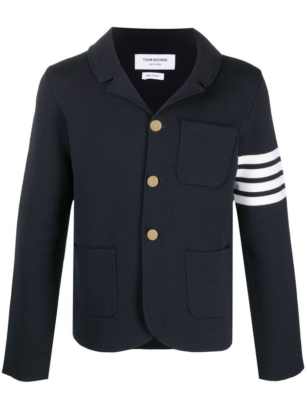  Thom Browne 4-bar Knit Blazer - Blue 