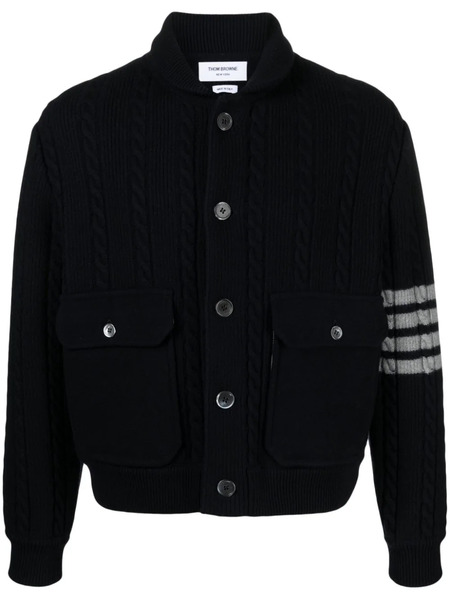  Thom Browne 4-bar Stripe Cable-knit Jacket - Blue 
