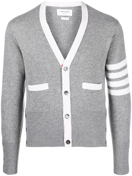  Thom Browne 4-bar Stripe Knit Cardigan - Grey 
