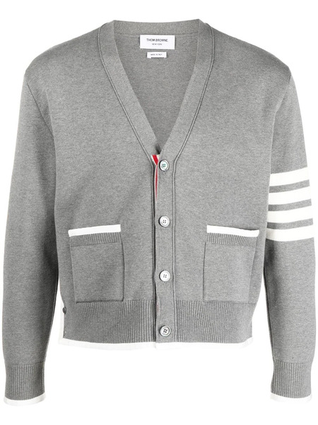  Thom Browne 4-bar Striped Cardigan - Grey 