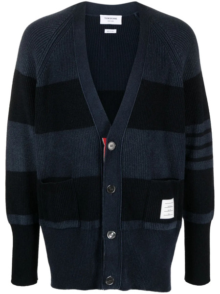  Thom Browne 4-bar Striped Cashmere Cardigan - Blue 