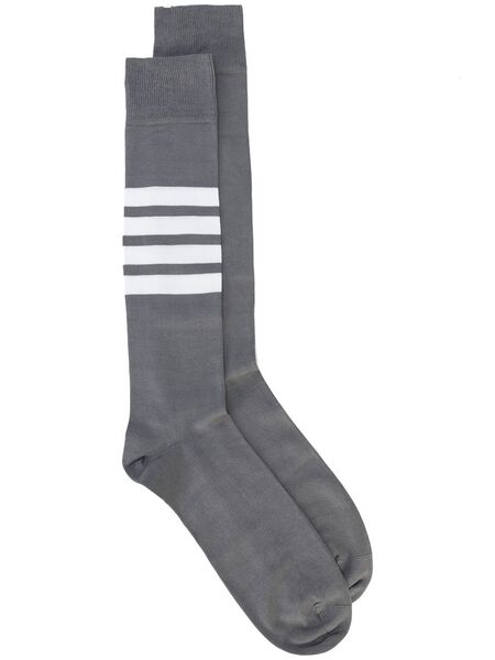  Thom Browne 4-bar Striped Socks - Grey 
