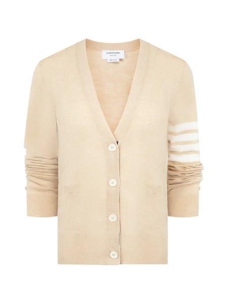  Thom Browne 4-bar Wool Cardigan - Neutrals 