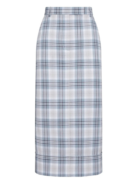  Thom Browne Belt-loop Plaid Midi Skirt - White 