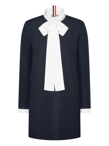  Thom Browne Bow-collar Wool Shift Dress - Blue 