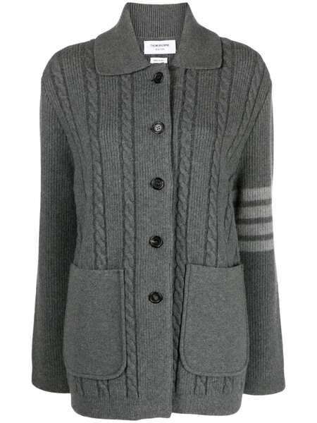 Thom Browne Cable-knit Bomber Jacket - Grey 