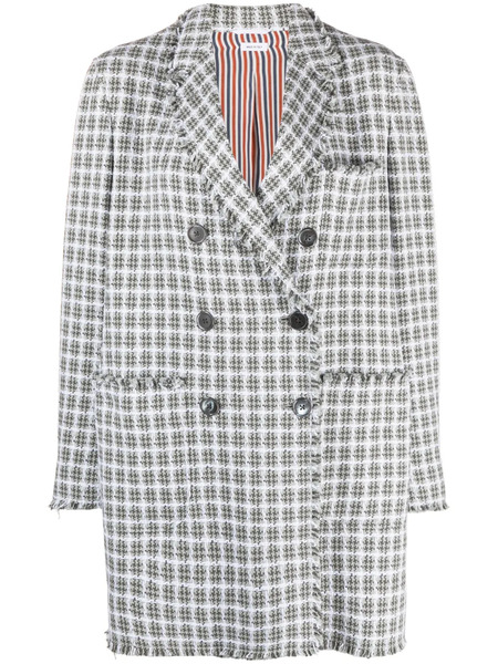  Thom Browne Check-pattern Oversize Coat - Grey 
