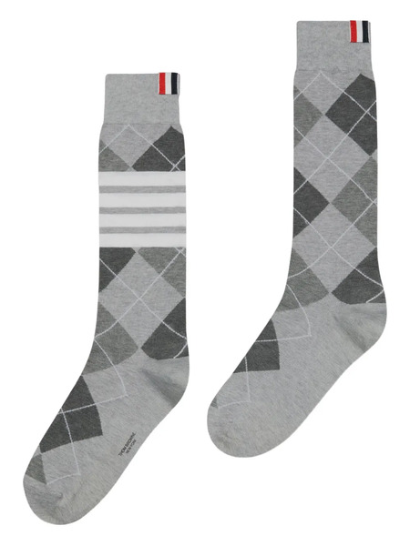  Thom Browne Check-pattern Socks - Grey 