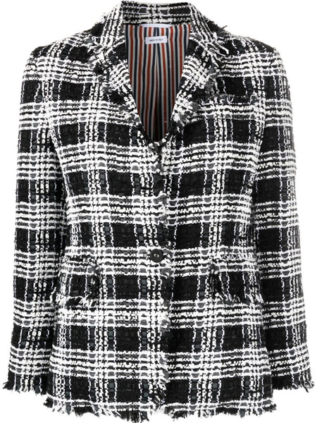  Thom Browne Check-pattern Tweed Jacket - Black 