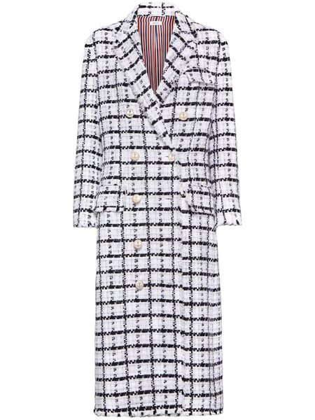  Thom Browne Checked Coat - White 