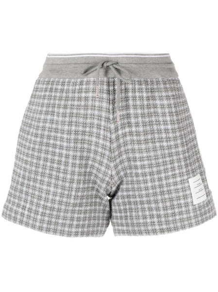  Thom Browne Checked Tweed Track Shorts - Grey 