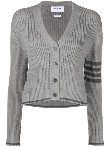  Thom Browne Cropped Cable-knit Cardigan - Grey 