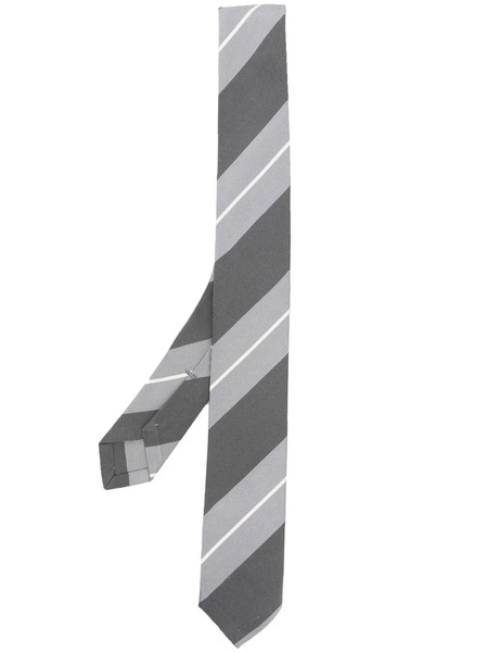  Thom Browne Diagonal Stripe Pattern Tie - Grey 