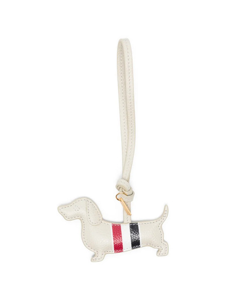  Thom Browne Dog-shape Stripe-detail Keyring - Neutrals 