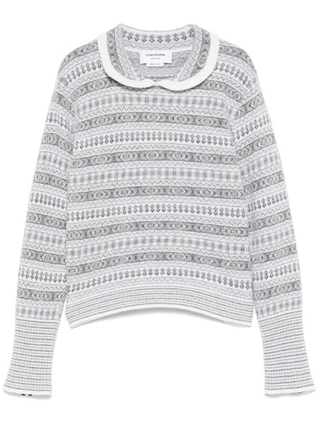  Thom Browne Fair Isle-jacquard Peter Pan Collar Sweater - White 