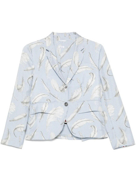  Thom Browne Feather-print Silk Blazer - Blue 
