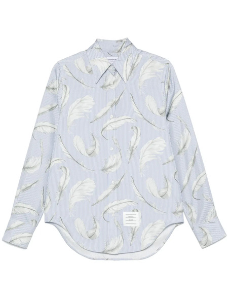 Thom Browne Feather-print Silk Shirt - Blue 