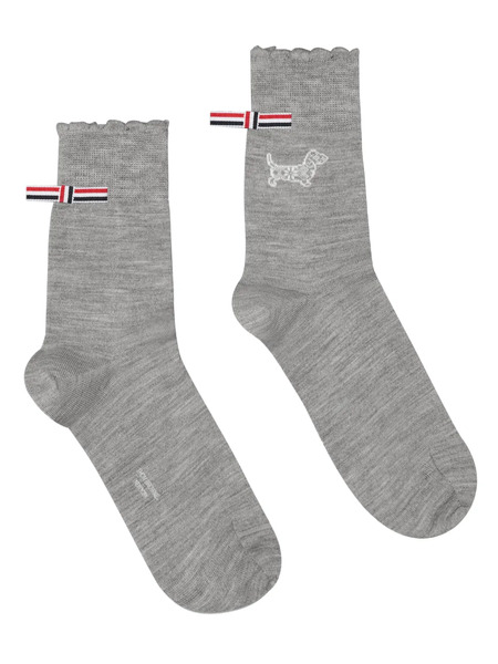  Thom Browne Hector-detail Stripe Trim Socks - Grey 