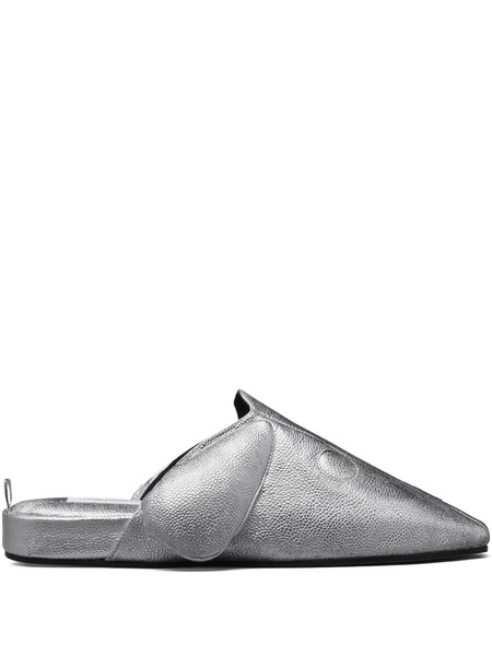  Thom Browne Hector Pebble-grain Slippers - Silver 